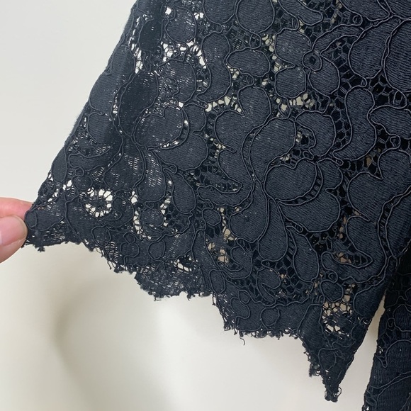 Tahari | Black Floral Embroidered Lace Sheer V-Neck Cardigan Jacket M - Picture 6 of 16